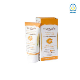 فلویید ضد آفتاب بی رنگ پوست حساس spf50 سان سیف حجم 50 میل