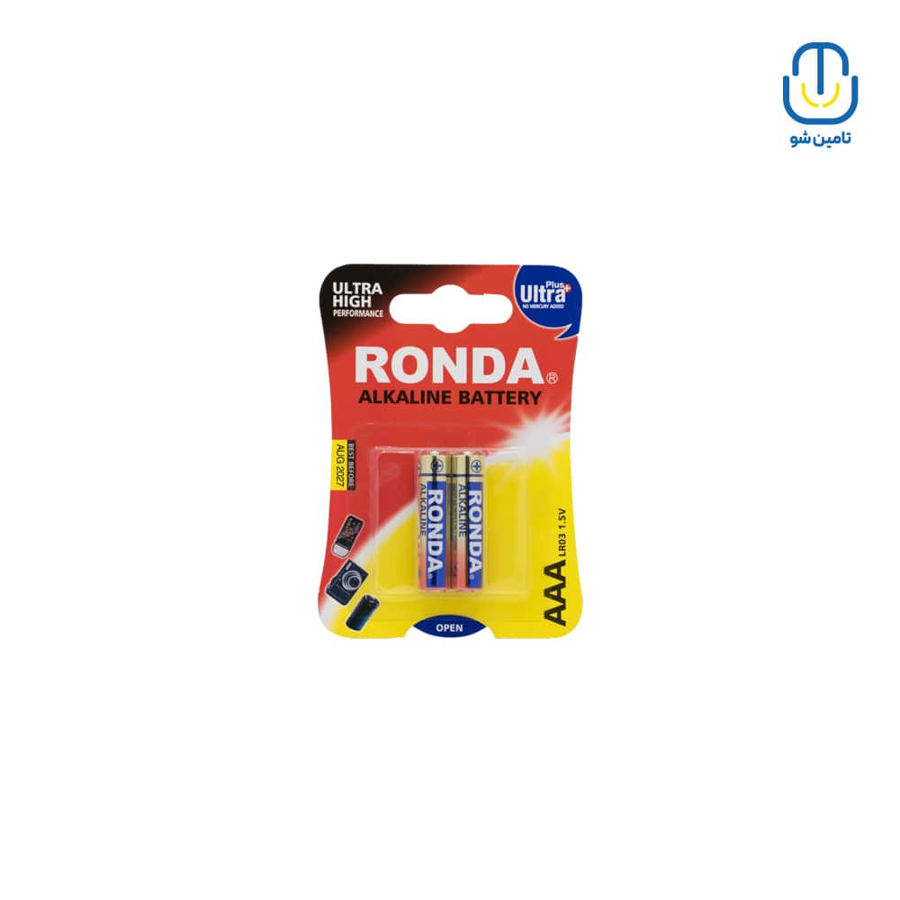 باتری نیم قلمی روندا مدل Ultra Plus Alkaline بسته ۲ عددی 